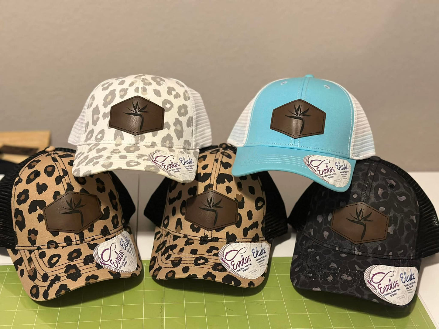B.S. Engraved Leather Cut Out Patch Hat