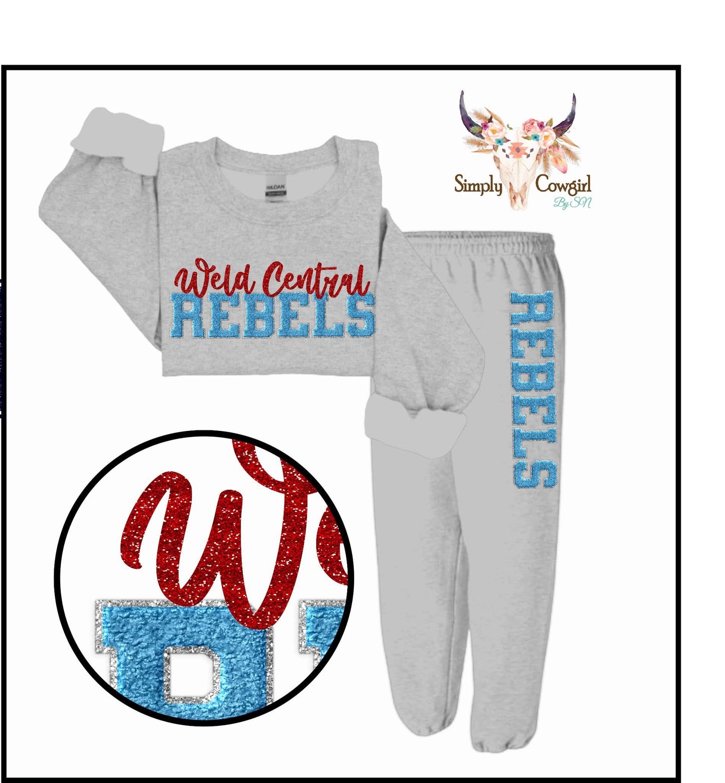🩵EXCLUSIVE❤️ Weld Central Rebels Faux Glitter/Chenille Patch Design -YOUTH