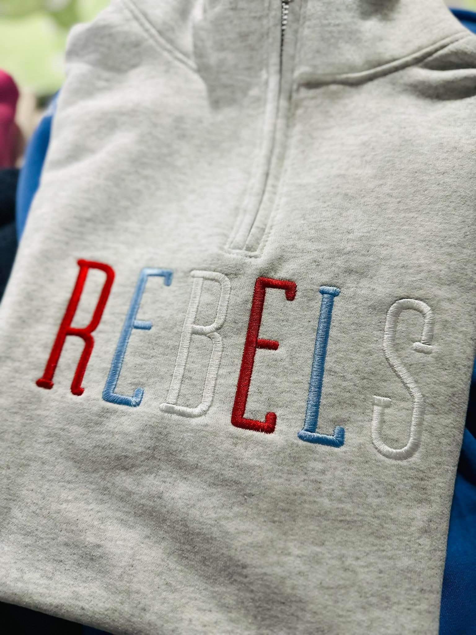 Rebels Embroidered 1/4 Zip Pullover