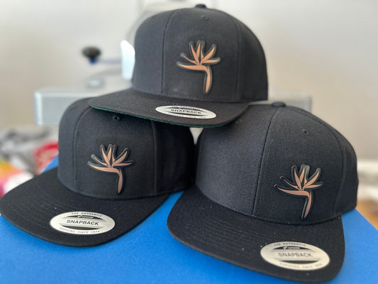 B.S. Engraved Leather Cut Out Patch Hat