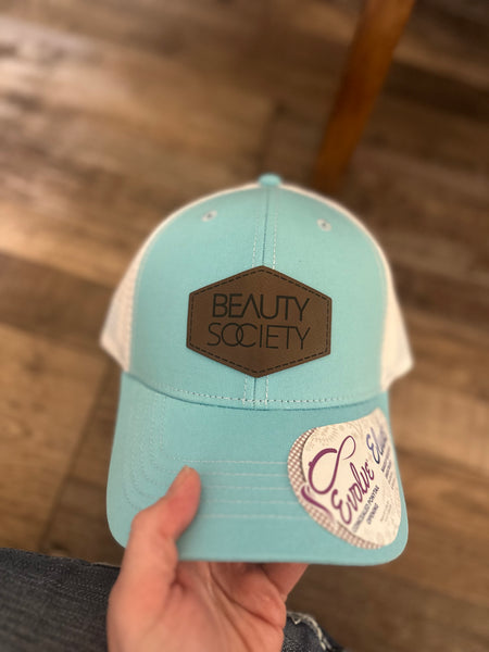B.S. Engraved Leather Patch PonyTail Hat