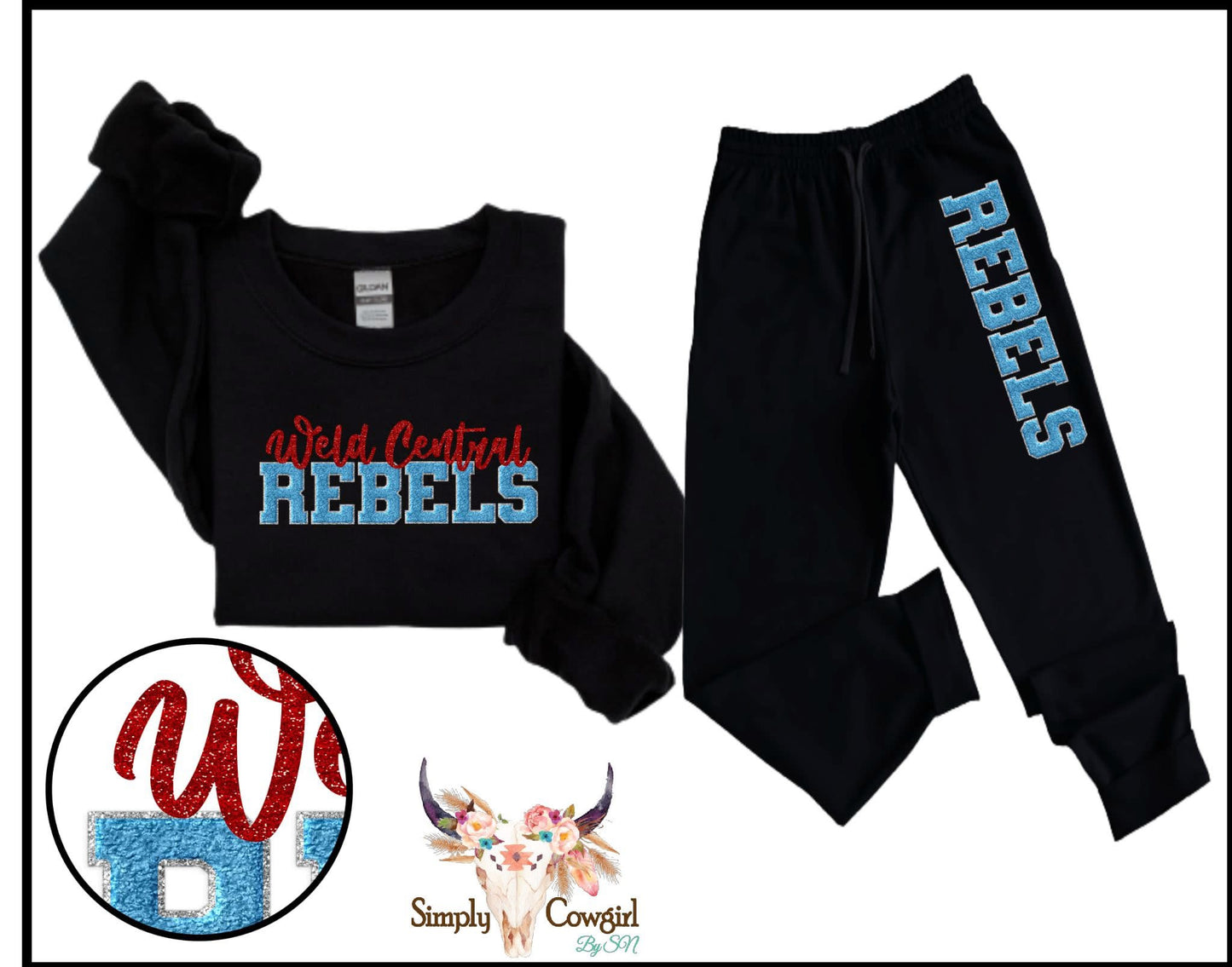 🩵EXCLUSIVE❤️ Weld Central Rebels Faux Glitter/Chenille Patch Design -YOUTH
