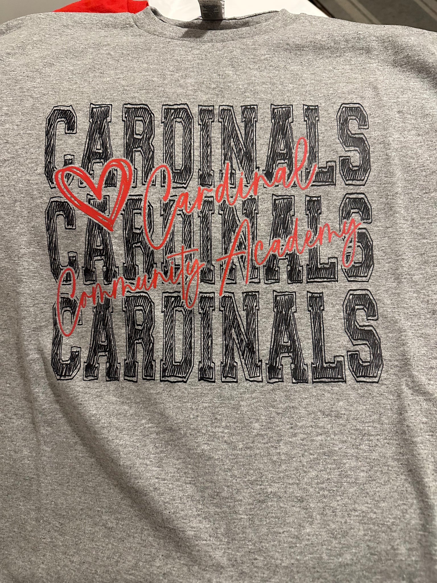 Stacked Cardinals Scribble w/heart - Adult