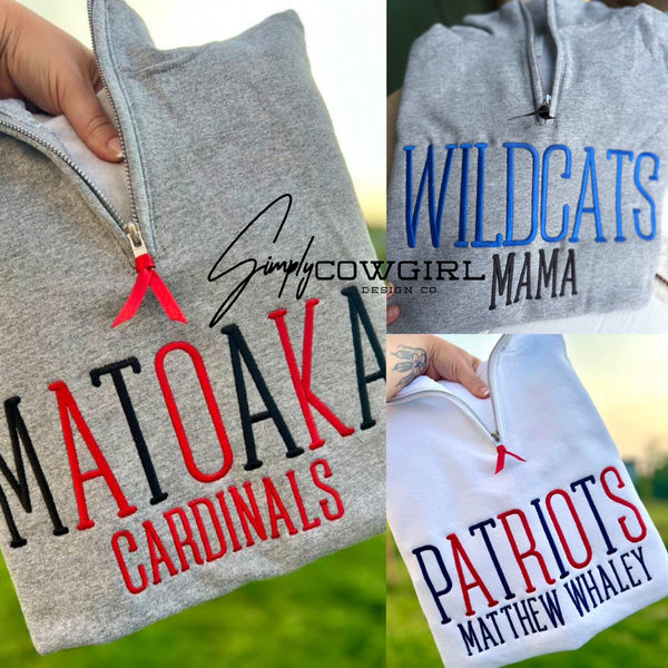 Rebels Embroidered 1/4 Zip Pullover