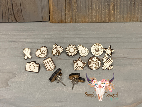 Laser Engraved Stud Earrings *Pre Order*