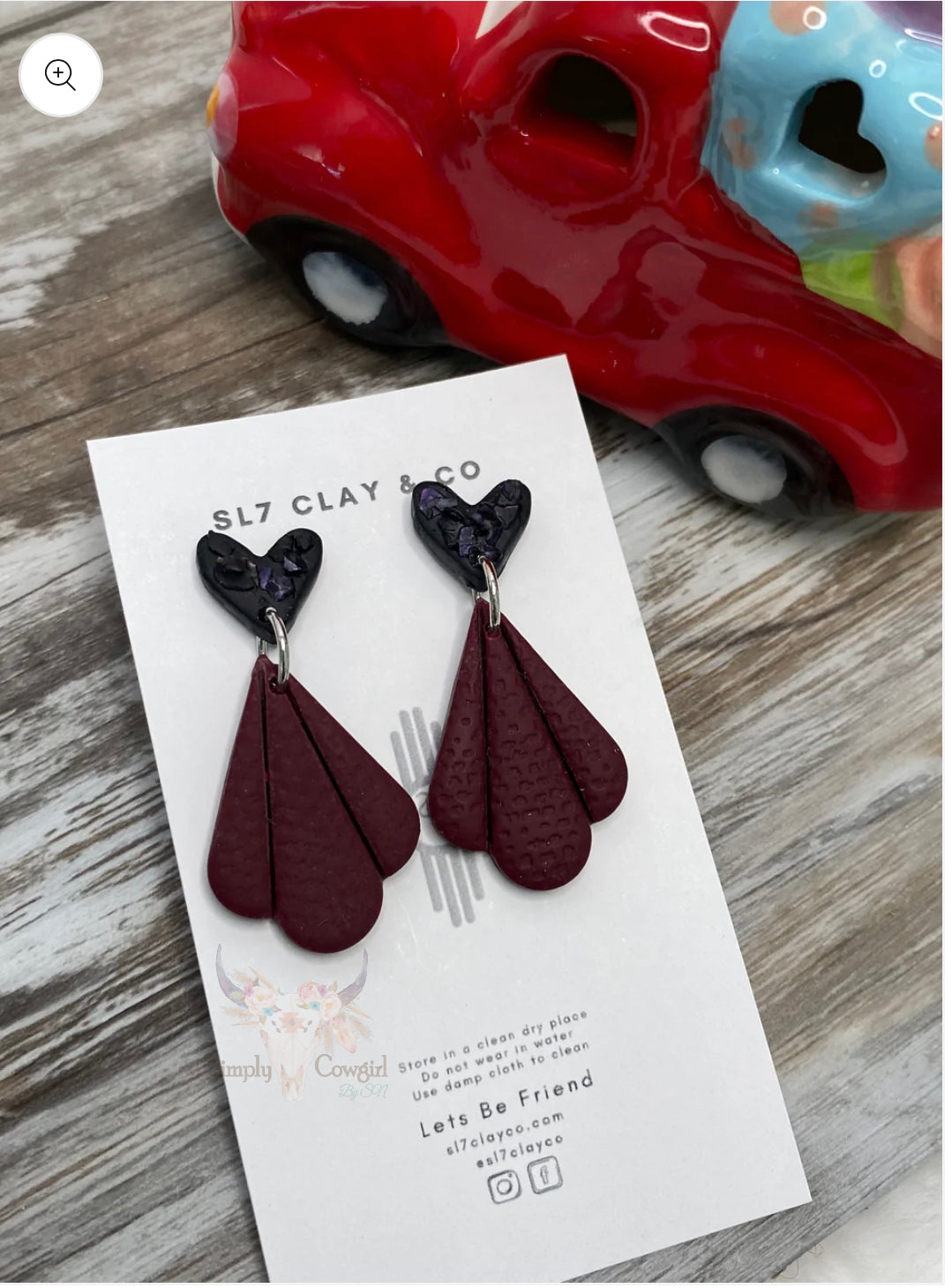 Maroon with Black Hearts